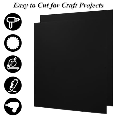 Image of 4 Pack 8 x 12 Inch Black Acrylic Sheet - 1 /8 inch Thick (3mm) Black Plexiglass Sheets, Cast Acrylic Sheet with Protective Paper for DIY Display, Craft, Sign, Painting, Laser Cutting