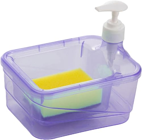Image of Soap Dispenser and Scrubber Holder Soap Liquid Pump Bottle, 2 in 1 Dish Soap Dispenser and Sponge Holder Gadgets Sponge Included (Multi Colour)