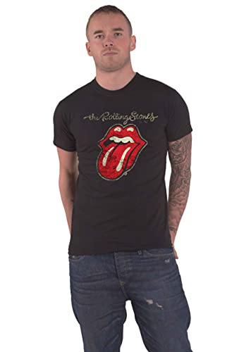 The Rolling Stones Plastered Tongue T-Shirt, Noir (Black Black), XX-Large Homme