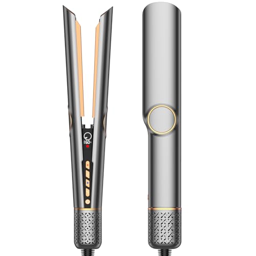 Hair Straightener - 2 in 1 Wet to Dry Hair Dryer and Straightener with High-Speed Airflow + Customizable Temperature + Smart Moisture Detection + Negative Ions + No Preheat + Lightweight Design