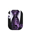 Barry.Wang Mens Purple Ties Halloween Tie Skull Pumpkin Fun Neckties Handkerchief Cufflinks Party Festival