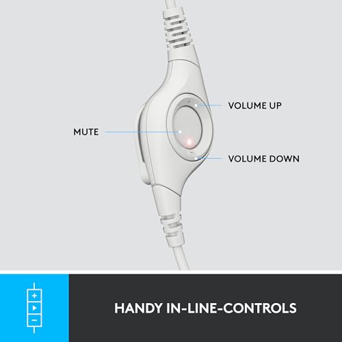 Headset com fio USB Logitech H390 com Almofadas Confortáveis, Controles de Áudio Integrado e Microfo