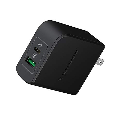 USB C Charger for iPhone 12 Pro Max/12 Mini, RAMPOW 36W 2 Port Fast PD Charger with 30W Power Delivery 3.0, Type C Wall Charger with Foldable Plug for iPad Pro, iPhone 11 Pro Max/Xs Max/8 and More