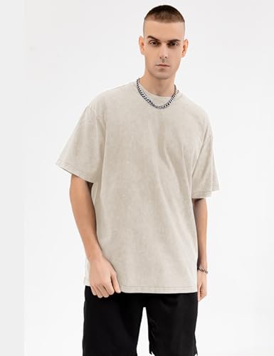 Image of Arssm Men Oversized T Shirts Vintage Tee Loose Fit Short Sleeve Casual Streetwear Baggy Washed Unisex Tops