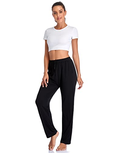 Womens Casual Lounge Pants Comfy Stretch Athletic Work Pants Loose Wide Leg Yoga Pants Ladies Sweatpants With Pockets For Women #TOP4