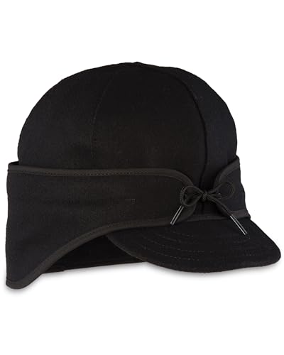 Stormy Kromer The Rancher Cap – Wool Winter Hat for Men, Fleece-Lined Insulated Earflap, Thinsulate Crown, Outdoor Cold Weather Cap, Six-Panel Design, Black, 7 5/8