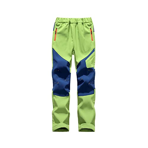 Anyanmoutn Kids Boys Youth Hiking Cargo Pants Soft Shell Snow Pants Waterproof Outdoor Fleece Lined Insulated Trousers