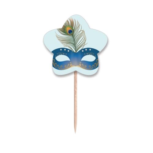 Cure-dents plume bleue Carnaval de Venise pour vos apéritifs et buffets à thème