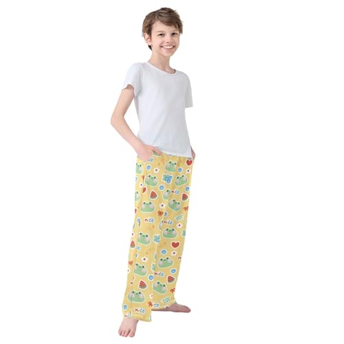 Boys' Pants Cute Frog Face Flower Long Bottoms Jogger Pants Elastic Waist Trousers with Pockets S-XL4