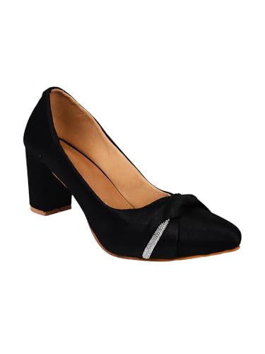 Image of TRYME Chunky Heel Bellies Women's Fashion Pointed Block Heel Pump Shoes for Party and Formal Occasions