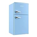 Avanti Mini Fridge with Freezer Retro Design Compact Refrigerator for Home Office or Dorm, Features Dual Doors Removable Shelves Manual Defrost and Mechanical Adjustable Temp Control, 3.1-Cu.Ft, Blue