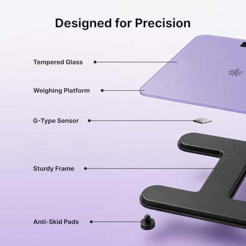 Image of Cult Active body Weighing scale, LCD display, Weight Machine, 180 Kg, Batteries included, Tempered Glass Platform, Ideal for Home Use, Purple.
