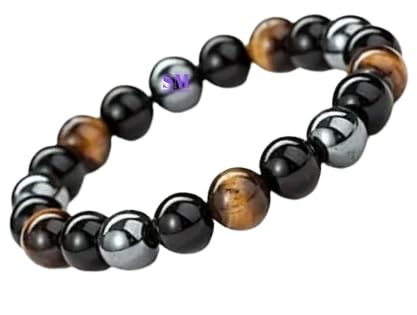 Trishakti Protection Black Tourmaline HematiteTiger Eye, Black Obsidian Modern Bracelet Unisex For Men & Women (B0BWYL9WNW) Amazon Price History, Amazon Price Tracker