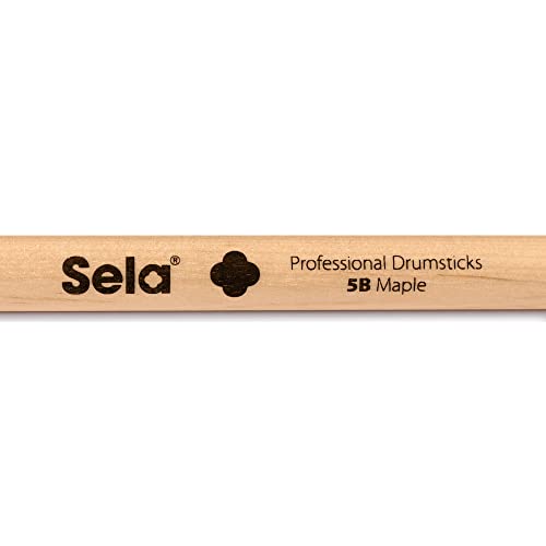 Sela Professional Maple 5B Drumsticks - ideal für sanften Rock - Schlagzeug-Sticks für Fortgeschrittene - 1 Paar Wooden-Sticks - Schlagzeug-Zubehör aus Ahornholz - ovale Kopf-Form