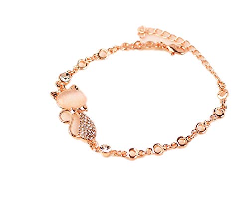 Womens Bracelet Hot Trendy Jewelry Rose Gold Cute Zircon Cat Bracelets Charms Bracelets Bangle with Diamond Alloy Jewelry for Women Children Girl DIY Jewelry Gifts