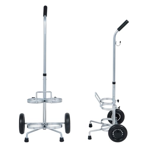 Chariot de réservoir d'oxygène en acier à poignée ajustable