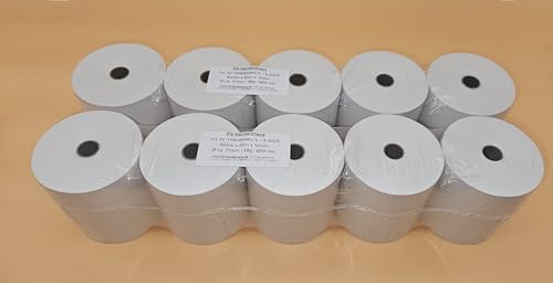 10 Thermorollen 80mm x 80m x 12mm Bonrollen Kassenrollen Waagerollen für Registrierkassen, BPA-frei inkl. roter Endwarnstreifen (10)