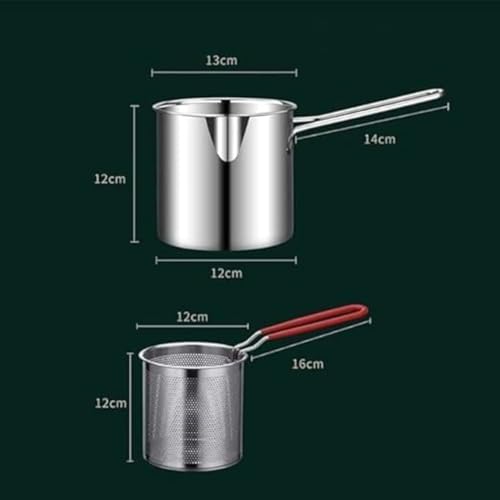 Image of Stainless Steel Deep Fry Pot with Strainer Basket, Oil Draining Fryer for French Fries, Chicken, Pakoda, Heavy Duty Frying Pot for Gas Stove & Induction, Multipurpose Kitchen Fry Basket