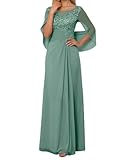 BRIGOW Vestido de encaje para madre de la novia, vestido de fiesta de boda, vestido de cóctel de gasa, talla grande, Eucalipto., 50