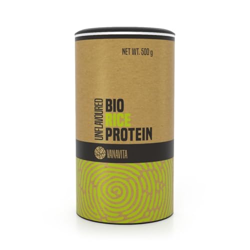 VanaVita BIO Reisprotein - Pflanzliches Protein Für Muskelaufbau Und Ballaststoffe, glutenfrei, hergestellt aus ausgewählten Reiskörnern, vegan, ideal für gesunde Knochen (500 g, ohne Geschmack)