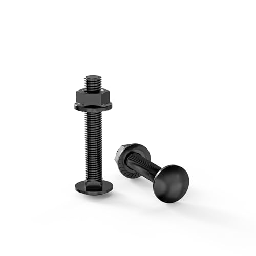 ORTAVA Tornillos de bloqueo M5 × 30 óxido negro DIN 603 (20 unidades), con tuerca de brida hexagonal, de acero inoxidable A2 V2A, tornillos de cabeza redonda plana