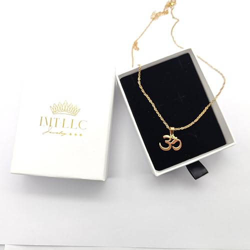 Classic Buddha Yoga OM Symbol Pendant Necklaces for Men Woman Gold Color Stainless Steel Prayer Gifts Jewelry (OM Symbol)2