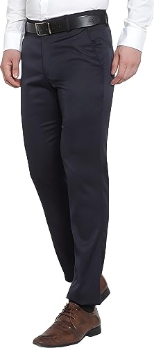 Image of The PS Men's Formal Regular Fit Cotton Blend Black, Dark Grey Combo Trouser (Pack of 2)