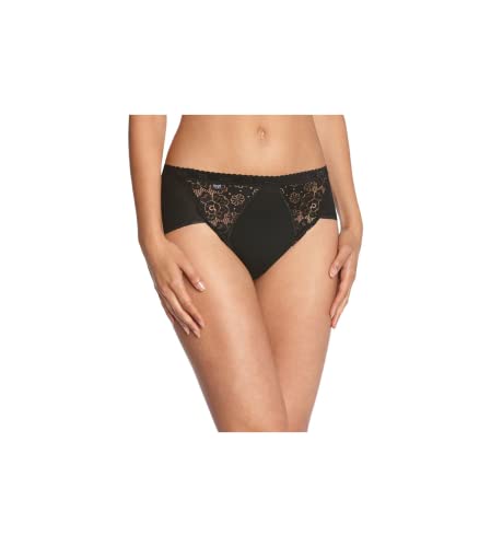 sloggi Chic Midi 4P, Culotte Femme, Lot de 4 Noir (BLACK 0004) FR:48 EU: 46