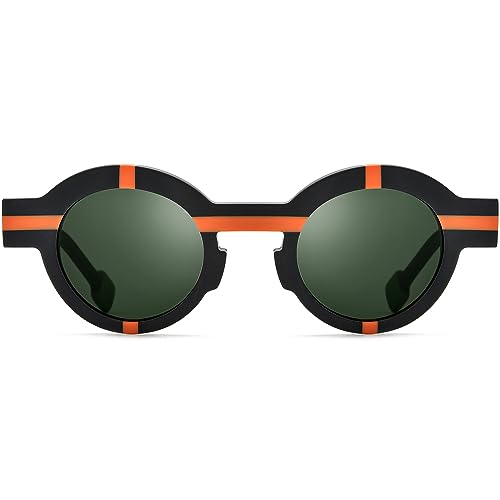 Image of HEPIDEM Matte Acetate Vintage Retro Round Polarized Sunglasses for Women UV400 UV Protection Sun Glasses