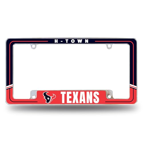 Rico Industries NFL Football Houston Texans Two-Tone 12" x 6" Chrome All Over Automotive License Plate Frame for Car/Truck/SUV