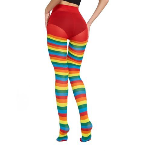 Image of American Trends Striped Tights for Women Witch Tights Halloween Costume Stretchy Pantyhose Stockings