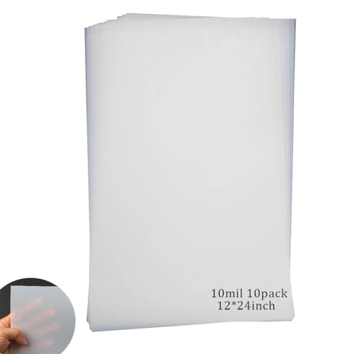 EGOSKY 10 Sheets 10 mil Mylar Sheet 12 x 24 inch Milky Translucent Plastic Blank Stencil, Make Your Own Stencil Template Material
