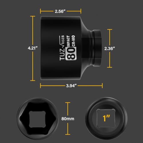 Image of 1 Inch Drive 80mm Standard Metric 6 Point CR-MO Impact Socket