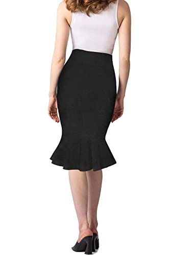 Womens Premium Nylon Ponte Stretch Office Fishtail Pencil Skirt Ksk45010X 1073T Charcoal 2X #TOP4