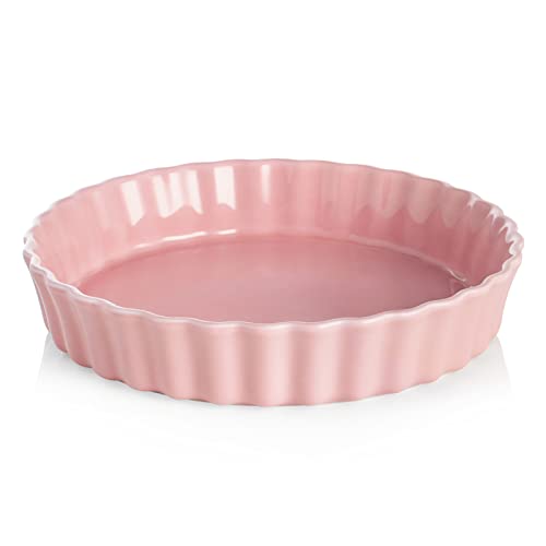 Sweejar Ceramic Pie Pan for Baking, 9.5 Inches Round Wavelet Frin...