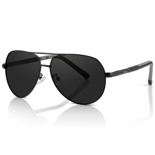 Olwen XXL Aviator Sunglasses For Large Heads (Polarized), Extra Large, Big and Tall, XL + Free Hard Case