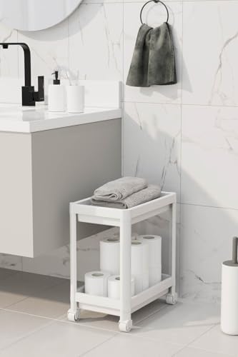 MiniHome 2 Katlı Tekerlekli Düzenleyici Raf, Banyo Dolabı, Mutfak Tezgah ve Evye Altı - Görsel 4