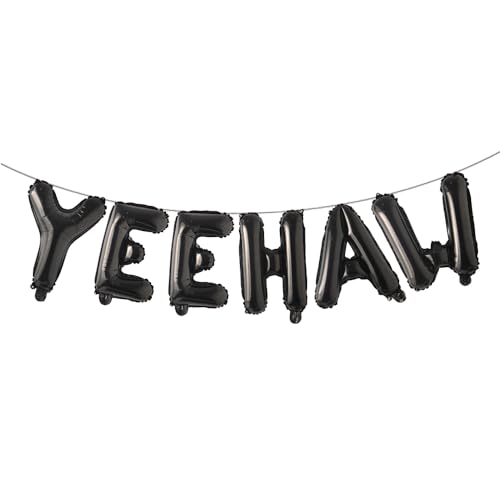 Image of Yeehaw Balloons First Rodeo Birthday Party Decorations Boy Cowboy girl Balloon Wild West Western Birthday Party Decor Yeehaw Its My Birthday Baby Shower Balloons (YEEHAW Black)