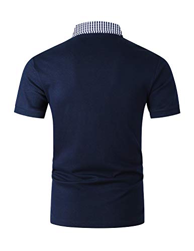 Image of GHYUGR Men's Polo Shirts Short Sleeve Slim Fit Polo Casual Plaid Splice T-Shirts