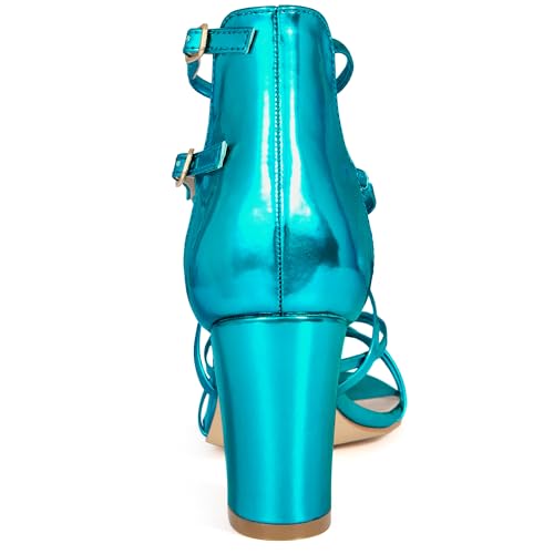 Allegra K Women's Strappy Crisscross Strap Opened Toe Block Heels Sandals3