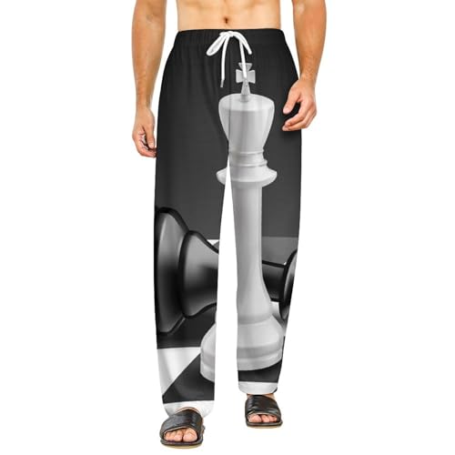 Échecs bas de pyjama femme long respirant et fluide | Pantalon homewear taille S