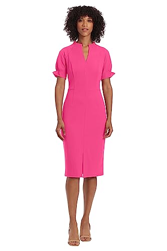 Maggy London Women's Dresses Notch Neck Sleek Sheath Dress Office Workwear