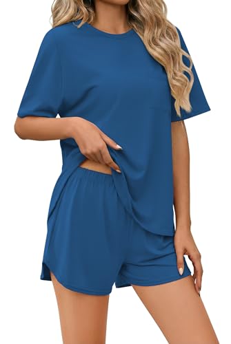Ekouaer Bamboo Viscose Short-Sleeve Pajama Set