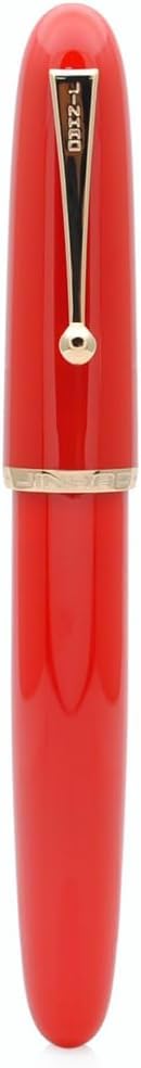 GOLD LEAF Jinhao 9019 Fountain Pen Dadao Series #8 Heartbeat Medium Nib, Red Acrylic Barrel with Large Ink Converter Gold Trim Big Size Resin Office Writing Pen