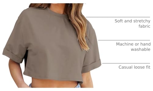 Image of Tankaneo Women Crop T-Shirts Half Sleeve Drop Shoulder Cropped Tops Y2K Casual Summer Basic Tees