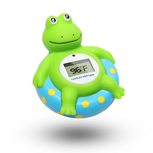 Image of Baby Bath Frog thermoneter for Infant Safety. Water-Proof Digital Automatic temperture Reader for Baby Bath tubs.