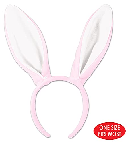 Beistle Soft-Touch Bunny Ears, One Size, Pink/White #TOP2