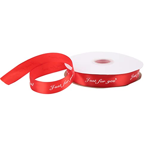 100 Yardas 1 de Ancho Rojo Just For You Cinta de Cinta de Tela Herramienta de Manualidades DIY para el Día de San Valentín Navidad Boda Fiesta Decoración del Hogar