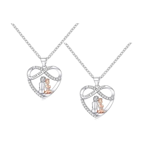 RICOKJRDE para Nieta - S925 Siempre Me Tendrás Y Yo Siempre Te Tendré A Ti, Collar De Corazón De Abuela A Nieta, Regalo De Joyería para Navidad (2pc)