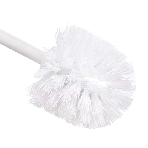 Amazon Basics Toilet Brush and Holder Set, Heavy-Duty Bristle Scrub Brushes with Non-Slip Handle, White, 4-Pack view 3